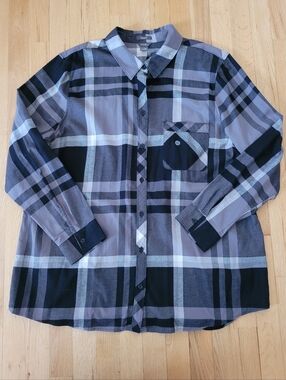 NWT EDDIE BAUER STEIN'S FIELD FLANNEL BUTTON UP SHIRT GRAY BLACK PLUS SIZE XXL